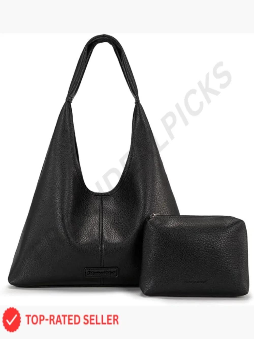 Slouchy Soft Hobo Shoulder Bag Tote with Pouch Magnetic Closure Faux Leather